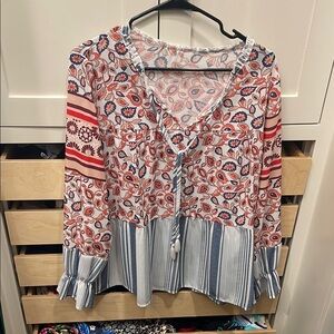 Floral and Striped Women's Top